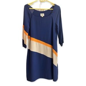 ECI diagonal striped color block silk dress size 6